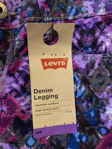 Levi Strauss Co girls 12 reg purple pattern denim leggings NWT adjustable waist - Picture 3 of 9