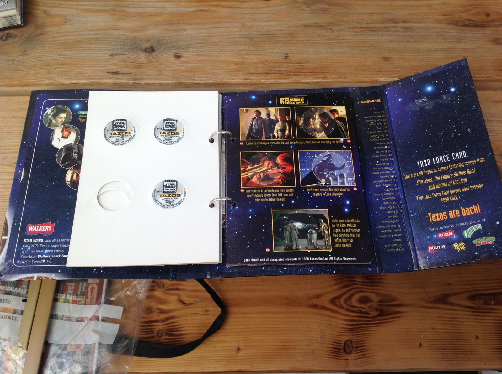 Original Walkers Crisps STAR WARS TAZO Tazos Collectors Force Pack Folder 1996 eBay