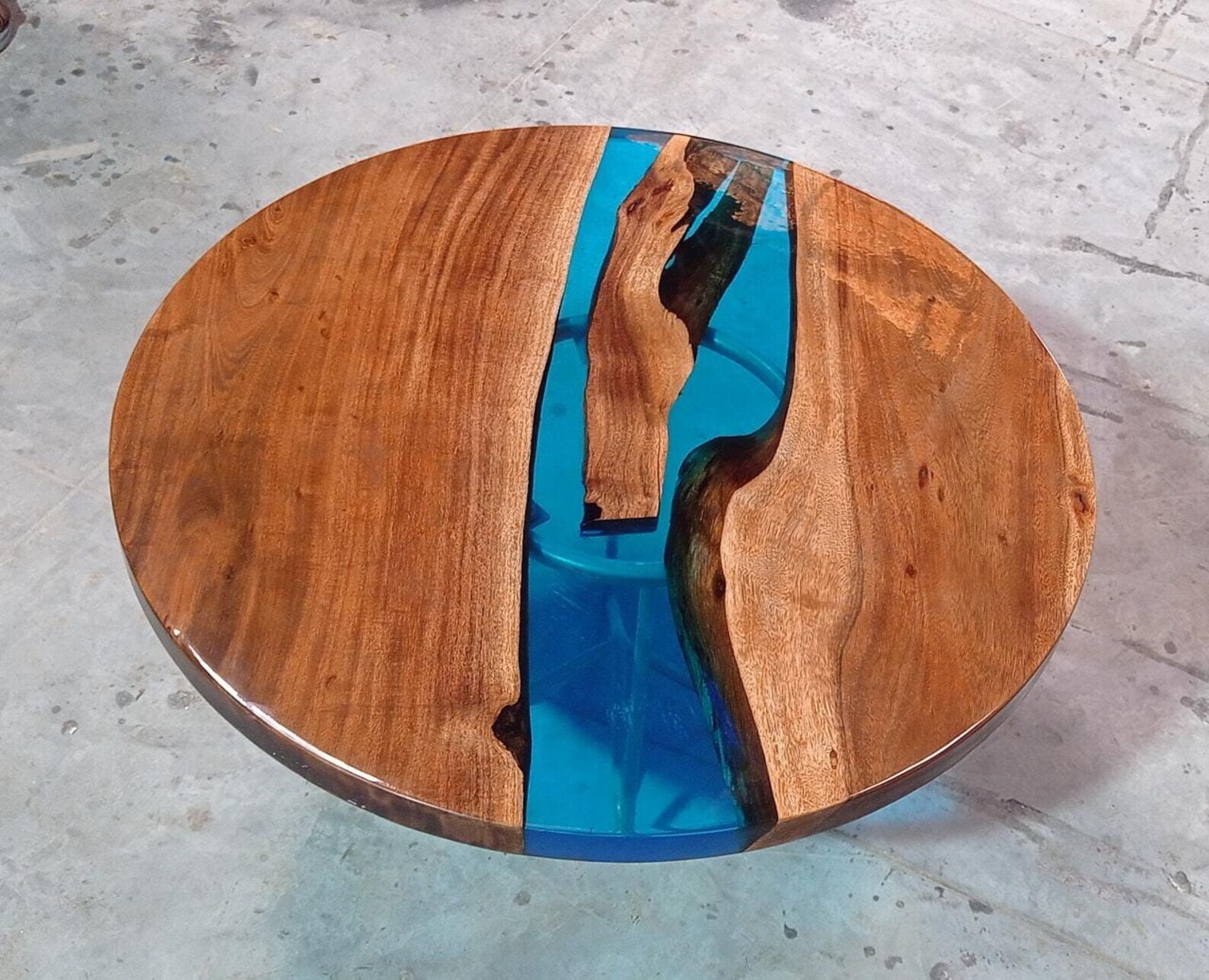 36-inch Custom Epoxy Resin Coffee Table with Glossy Finish - Modern Design