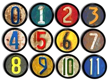 Vintage Number Cabinet Knobs – Unique Industrial Drawer Pulls – Set of 6 or 12