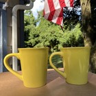 LOT OF 2 Yellow Harvest Gold Retro Color Large 16 Ounce Ceramic Mugs — photo 2