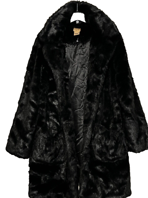 Women's Winter Church Formal Washable Black faux mink Fur Coat