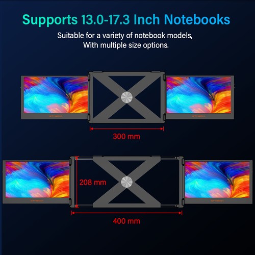 GTMEDIA Triple Dual Portable Monitor Triple HDMI USB C Screen for Laptop 13-17.3 - Picture 10 of 24