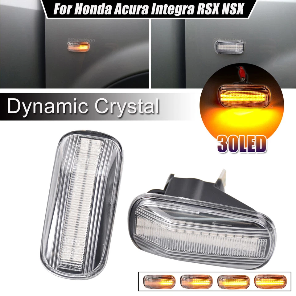 Luz marcadora lateral dinámica LED transparente para Acura NSX NA1 NA2 1990-2003 2004 2005 Foto 3 de 4