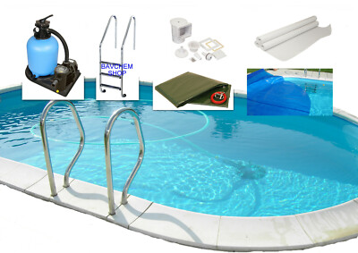 Ovalpool ALL-IN-ONE-Set h150cm 0,8mm Stahlwandpool Stahlwandbecken versch.Größen