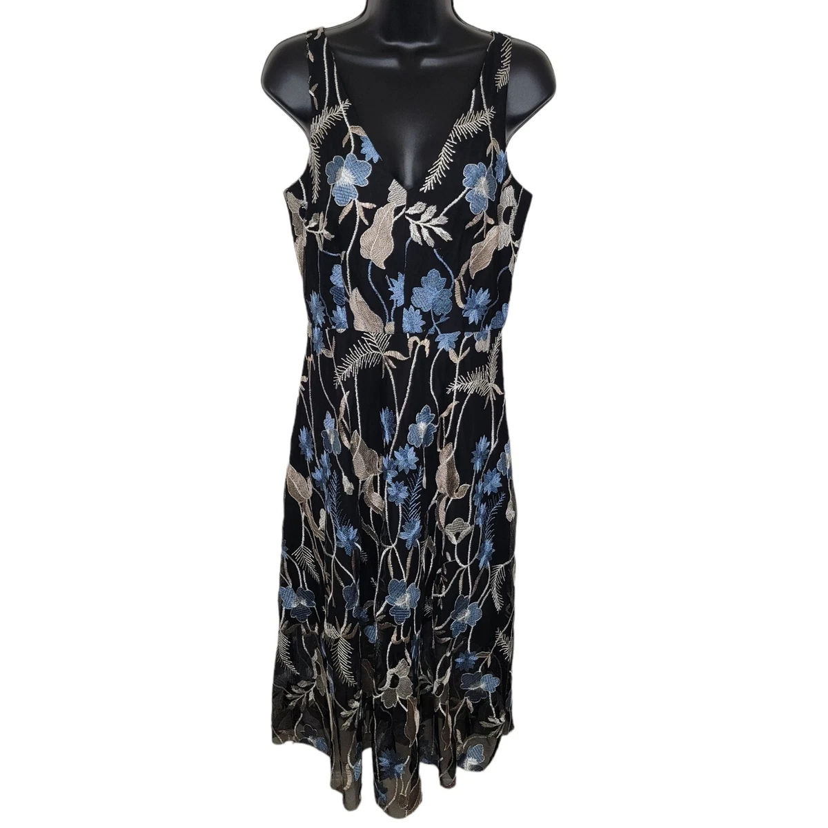 Vince camuto floral top embroidered mesh midi dress