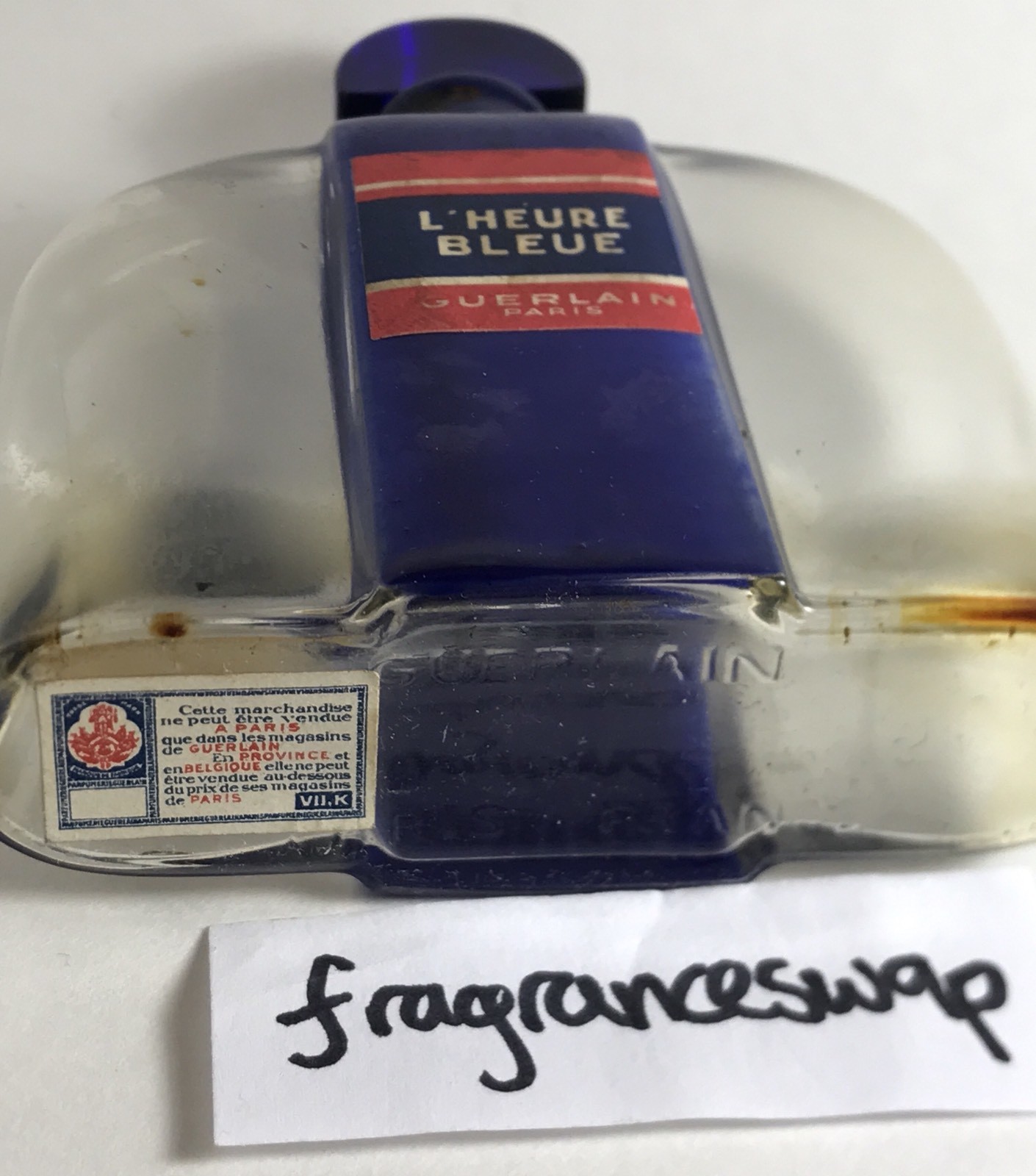 GUERLAIN L’HEURE BLEUE FLACON BORNE, CIRCA 1931. EXTREMELY RARE AND