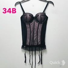34B - NWT Censored Black / Pink Mesh Push Up Bustier