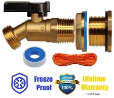 RAINPAL RBS022 BRASS Rain Barrel Spigot(1/4 Turn Ball Valve, Bulkhead Fitting)