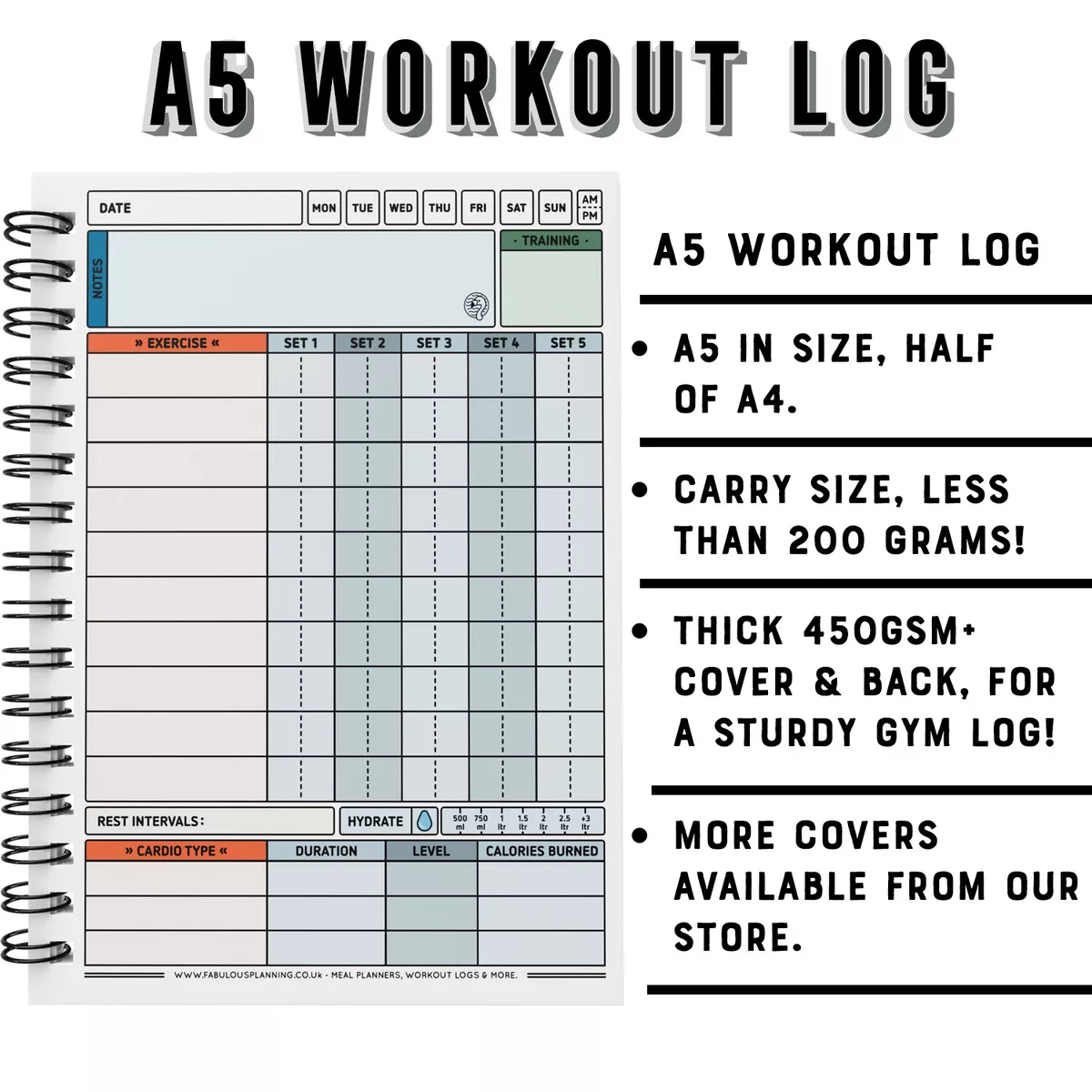 Workout Log Book: Daily Workout Journal for Men and Women | Weight Lifting  log Book and Cardio Tracker, Gym Planner Notebook | Bodybuilding Training