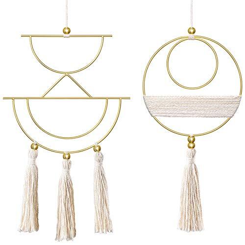 2 Pcs Macrame Wall Hanging Boho Decor Cute Home Wall Art Christmas Small Ivory - Picture 2 of 6