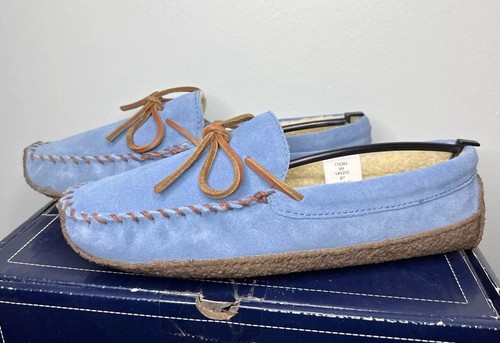 Lands’ End Bayshore Blue Suede Moccasin Slip On Shoes Light Blue Women’s Size 9M - Picture 7 of 24