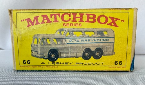 LESNEY MATCHBOX SERIES, 1967, NEW MODEL #66, GRAYHOUND COACH BUS - NEW IN BOX - Picture 7 of 9