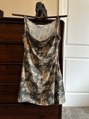 MIAOU Size XS Sage Green Toile Draped Satin Ginger Mini Dress 