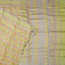 Vintage Yellow Sarees 100 Pure Silk Printed Indian Sari 5YD Soft Craft Fabric