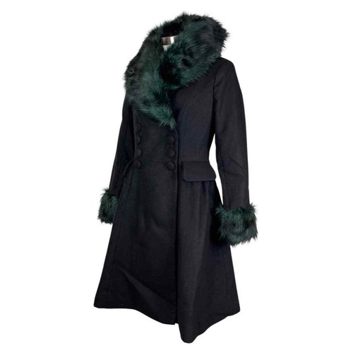 Hell Bunny 50s Retro Vintage Gothic Faux Fur Coat XS - Picture 4 of 6