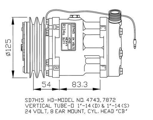 COMPRESOR UNIVERSAL SANDEN SD7H15 7872 - NUEVO!!! - Imagen 2 de 2
