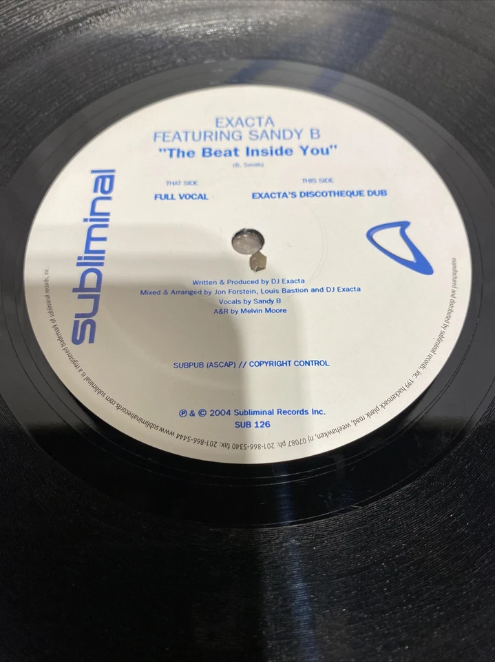 DJ Exacta featuring Sandy B The Beat is Inside You 12" VINYL - Imagem 4 de 4