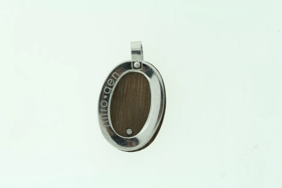 Acero Inoxidable Y Madera "Nitro-Gen" .01ct Diamante Natural 1/5.1cm x 2.5cm - Imagen 3 de 4