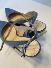Denim look in Blue 4" heels with wide base dress up or down with jeans or skirt