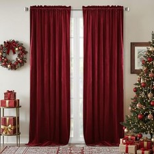 Theater Red Velvet Curtains 52"W x 84"L Pack of 2 Autumn Series - Red