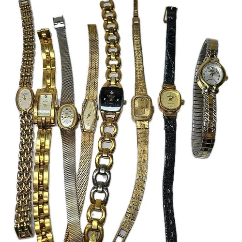 Vintage Womens Petite Wrist Watch Lot Of 8 Citizen Bulova Waltham Peugeot Timex