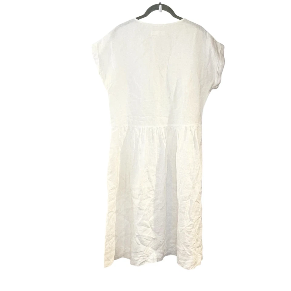Ann Taylor Loft Dress Lou Grey Linen Pocket Dress White Minimalist Midi Size S - Image 2 of 4