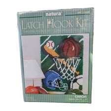 Latch Hook Rug Kit Basketball Soccer Football Natura Caron SPORTS 20" X 27" NEW