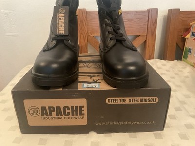 APACHE AP300 STAHLKAPPE STIEFEL GRÖSSE 10 BRANDNEU SCHWARZ (147/DR)