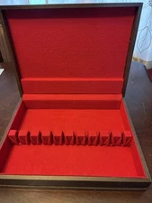 Wood Silverware Flatware Storage Chest Box Vintage Unbranded Red Lining