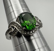 925 Sterling Silver  Diopside & C Z  Ring Siz...