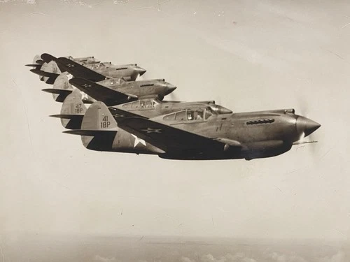 WW2 Curtiss P40 Warhawk Fighter Airplane Military Army 9x11 Antique Old Photo