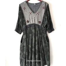 Alpharradyo Boho Floral Embroidered Dress XL | Brazilian Vestidos Tunic Pockets
