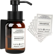 Glass Soap Dispenser with Pump and Wall Mount Holder,8.5 Oz Shampoo and Conditio