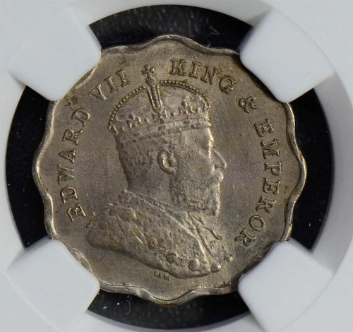 British India 1907 B Anna NGC MS63 NG0543 combine shipping