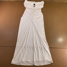 Fashion Nova Womens 1X White Jesika Ruched Off The Shoulder Maxi Dress NWT *Flaw