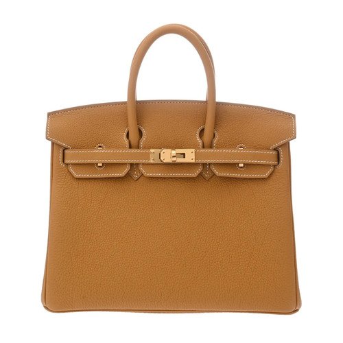 Hermes Birkin 25 663407 Handbag Togo Leather Gold #WB074