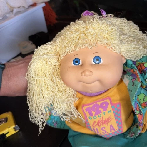 Vintage Cabbage Patch Kids Doll Girl Map Jacket 80's Big Hair Yarn