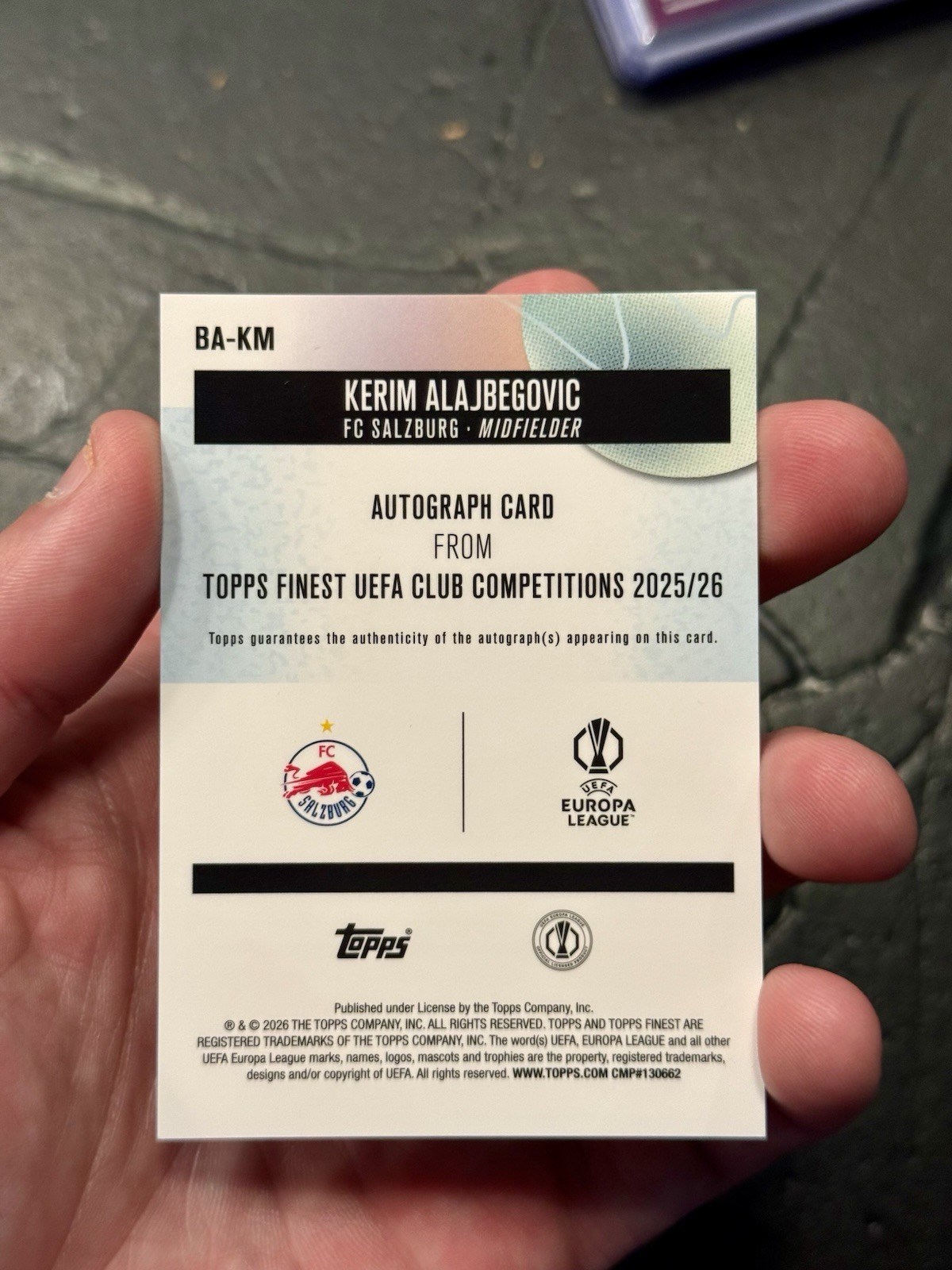 Topps Finest UEFA 2025/26 Kerim Alajbegovic RC Auto /150 Blue Wave view 2