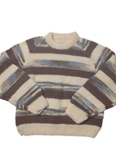 Girl's Hand Knitted Sweater Medium Classic Warm Neutral Color Preppy