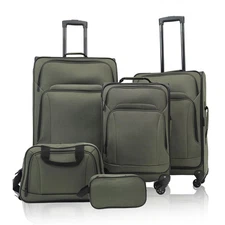 Lightweight Expandable Luggage Set for - 5-Piece Softside Suitcases with Smart