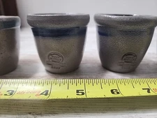 Set If 4 Small Blue Crocks Rowe Pottery Works 2.5 Inch Opening 
