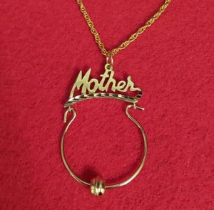 Authentic 14KT GOLD PLATED MOTHER CHARM HOLDER WITH 24" ROPE NECKLACE WITH SPACER- 503