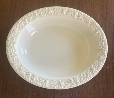 Wedgwood Embossed Queensware Cream on Cream 9.75'' Oval Vegetable Bowl