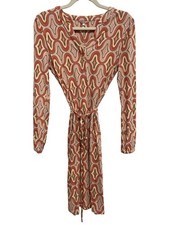 Esqualo Dress Size XS Geometric Belted Long Sleeve Pink Career Office Wear NEW