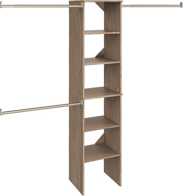 Suitesymphony Wood Closet Organizer Starter Kit with Tower and 3 Hang Rods, Shel