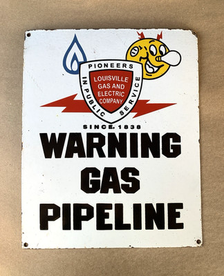VINTAGE 15x12'' REDDY KILOWAT MAN WARNING GAS PIPELINE ELECTRIC OIL STATION SIGN