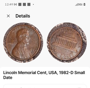 Lincoln Memorial Small Cent 1982-D Small Date VF Circulated Business Strike BN