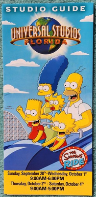 #ad 2008 Universal Orlando Fold Out Map amp; Guide The Simpsons Ride Now Open $4.00