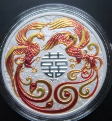 Perth mint 2025 Double Phoenix Myths Legends colorised 1oz .9999 Silver Coin - Image 1 of 2